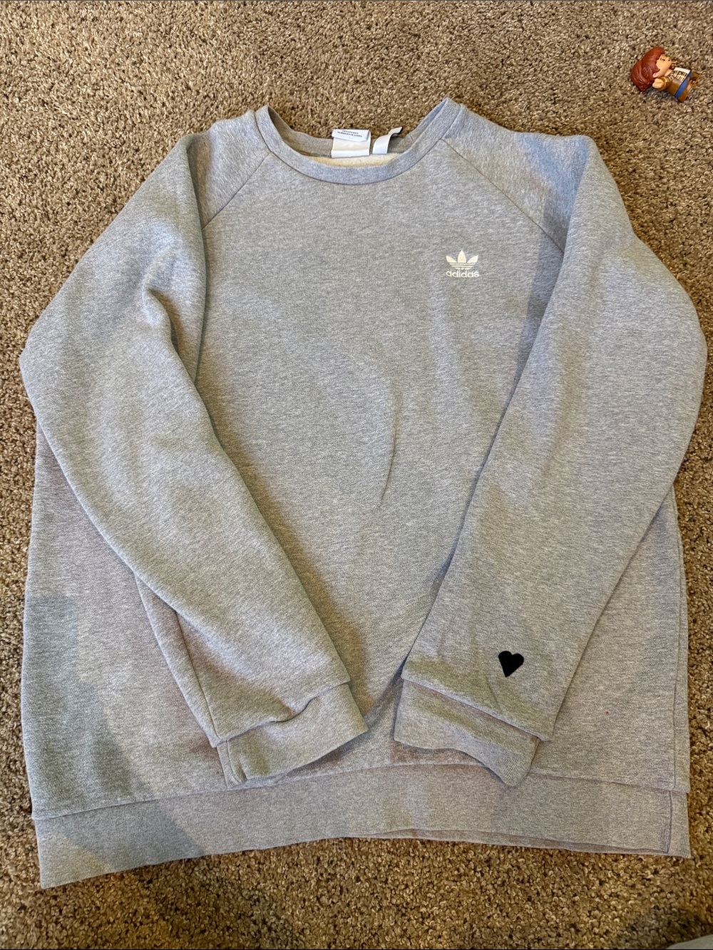 adidas Gray Crewneck Sweatshirt with Small Trefoil